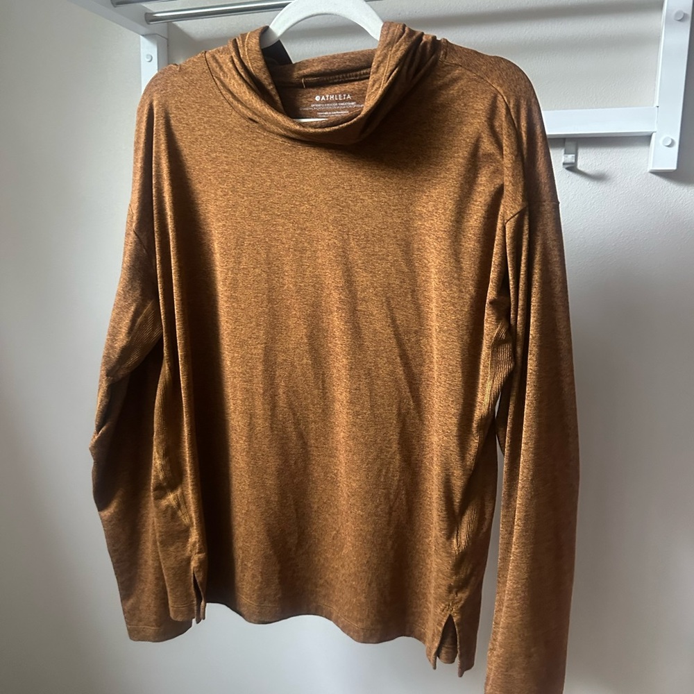 Athleta Uptempo Hoodie Sweatshirt Brown Heather | Size Large | Athleisure